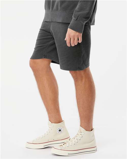 Unisex Pigment-Dyed Fleece Shorts – On Model – Side