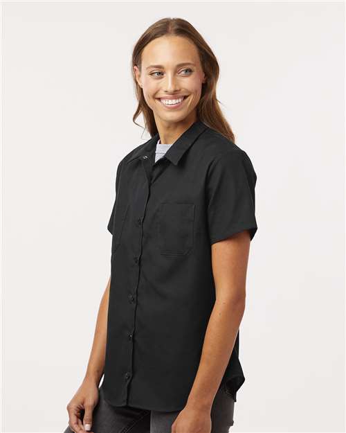 Women's Industrial Short Sleeve Work Shirt – On Model – Side