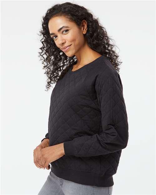 Women's Quilted Crewneck Pullover – On Model – Side