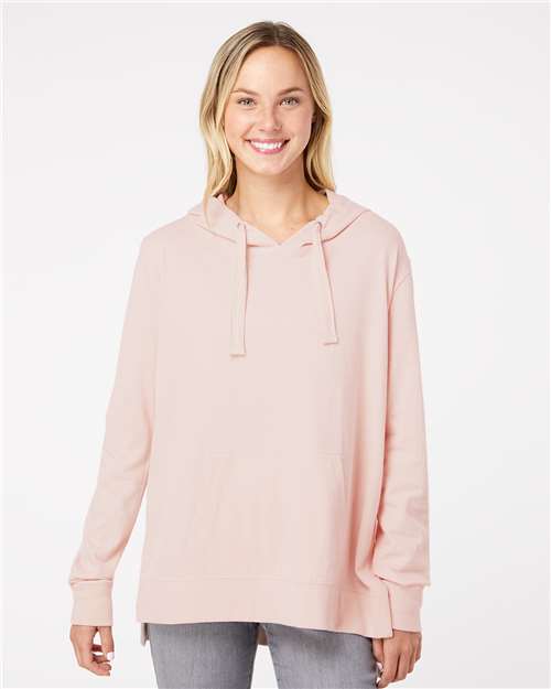Women's Sueded Jersey Hooded Sweatshirt – On Model