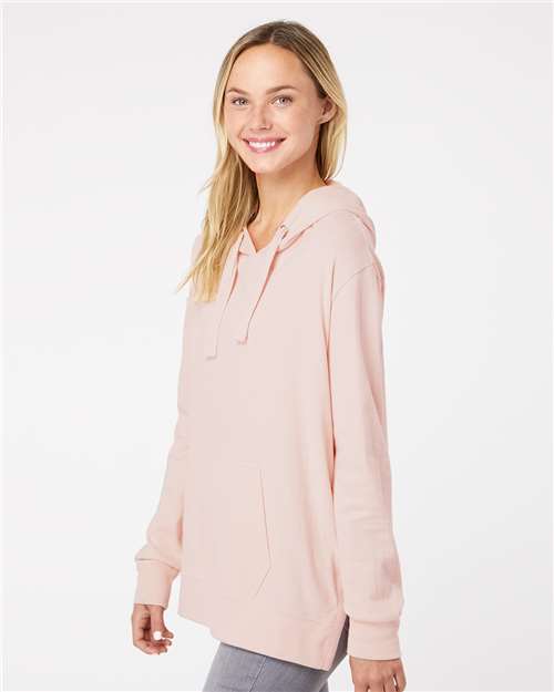 Women's Sueded Jersey Hooded Sweatshirt – On Model – Side