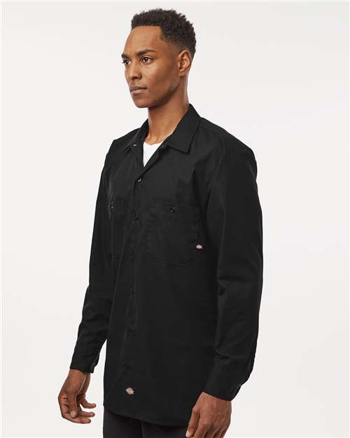 Men's Industrial Long Sleeve Work Shirt – On Model – Side