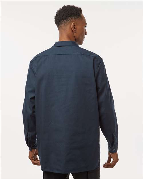 Men's Tall Industrial Long Sleeve Work Shirt – On Model – Back