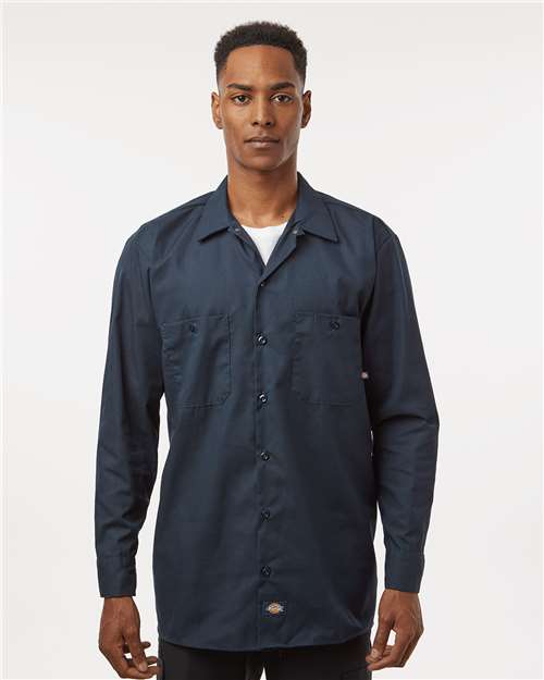 Men's Tall Industrial Long Sleeve Work Shirt – On Model
