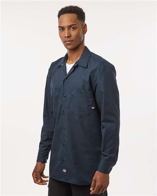 Men's Tall Industrial Long Sleeve Work Shirt – On Model – Side