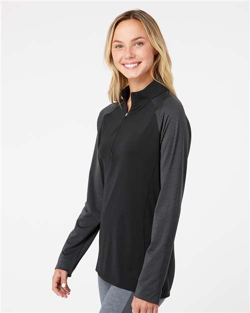 Women's Ultimate365 Lightweight Raglan Quarter-Zip Pullover – On Model – Side