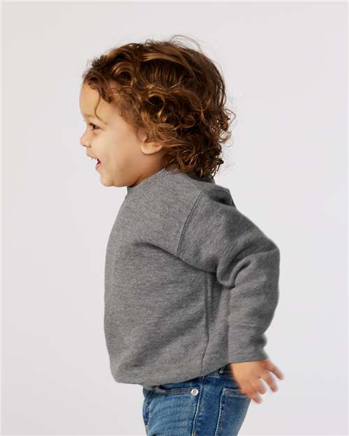 Toddler Fleece Crewneck Sweatshirt – On Model – Side