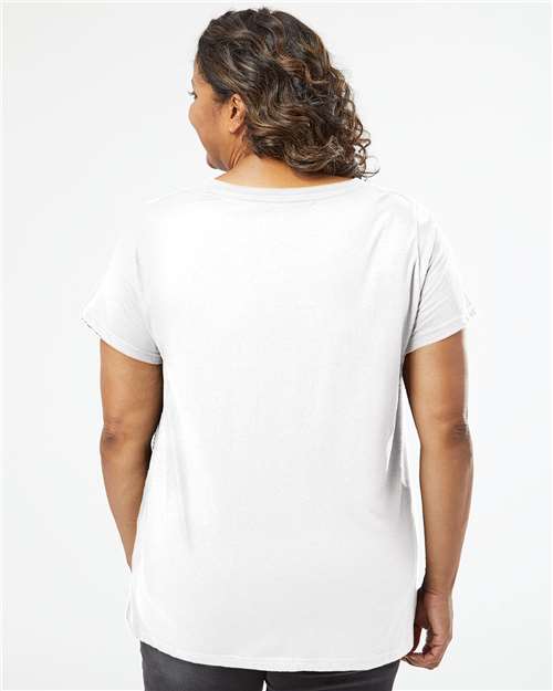 Women's Curvy Collection Fine Jersey V-Neck Tee – On Model – Back