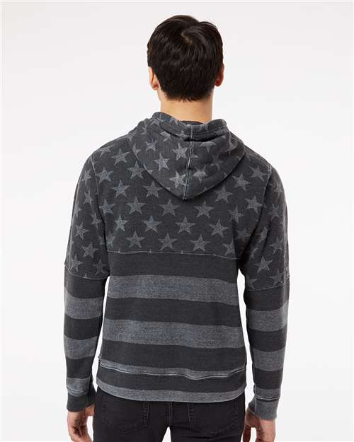 Men's Triblend Fleece Hooded Sweatshirt – On Model – Back