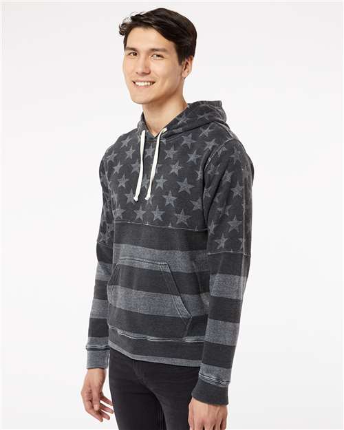 Men's Triblend Fleece Hooded Sweatshirt – On Model – Side