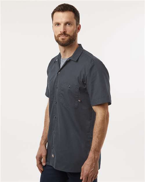 Men's Industrial Short Sleeve Work Shirt – On Model – Side