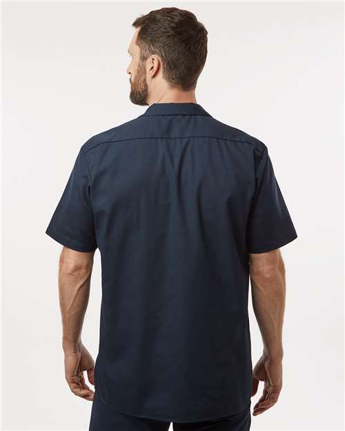 Men's Industrial Short Sleeve Work Shirt – On Model – Back