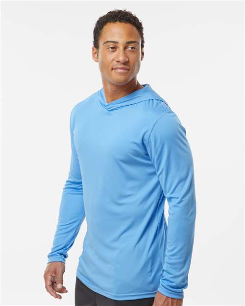 Men's Momentum Hooded Long Sleeve T-Shirt – On Model – Side