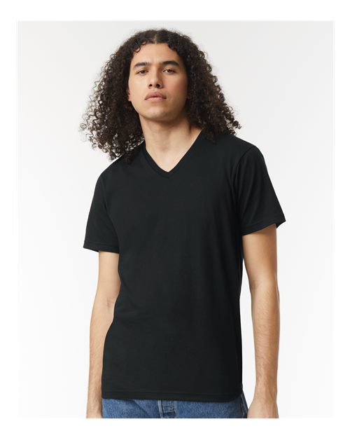 Unisex CVC V-Neck Tee – On Model