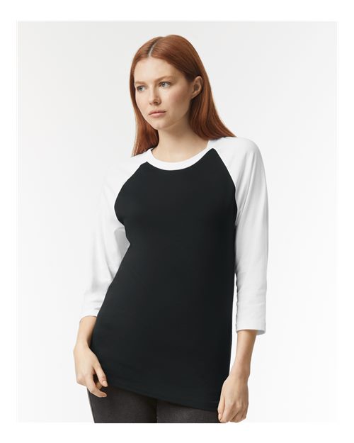 Unisex CVC Raglan Tee – On Model