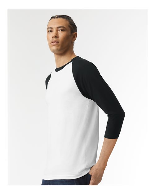 Unisex CVC Raglan Tee – On Model – Side