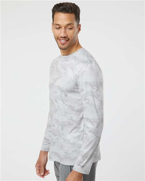 Unisex Pompano Performance Camo Long Sleeve T-Shirt – On Model – Side
