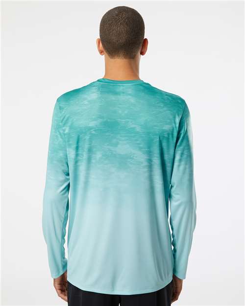 Unisex Montauk Oceanic Fade Performance Long Sleeve T-Shirt – On Model – Back