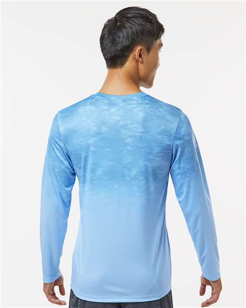 Unisex Montauk Oceanic Fade Performance Long Sleeve T-Shirt – On Model – Back
