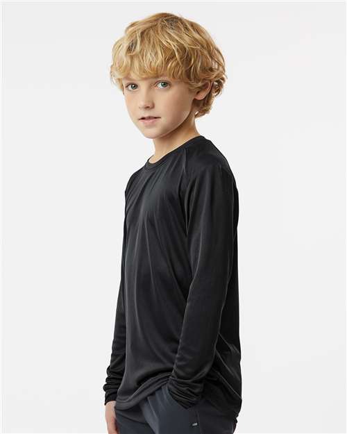 Youth Long Islander Performance Long Sleeve T-Shirt – On Model – Side