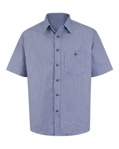 Men's Mini-Plaid Uniform Short Sleeve Shirt