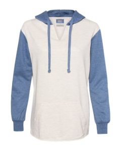 Women’s French Terry Hooded Pullover with Colorblocked Sleeves